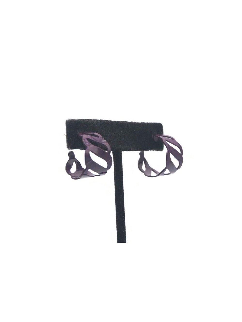 Vintage Enameled Purple Hoop Earrings with Post Backs for Pierced Ears.